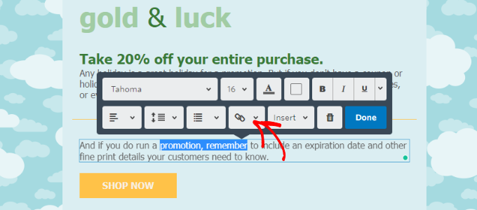Insert Link Into Email Add your blog post link in email