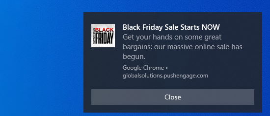 Black Friday sale notification, sent using PushEngage Black Friday sale notification, sent using PushEngage