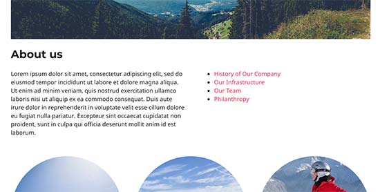 Prosta lista linków do podrzędnych stron