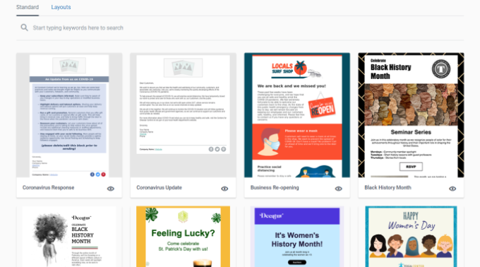 Choose email templates Choose email templates