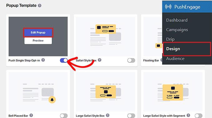 Choose popup template Choose popup template