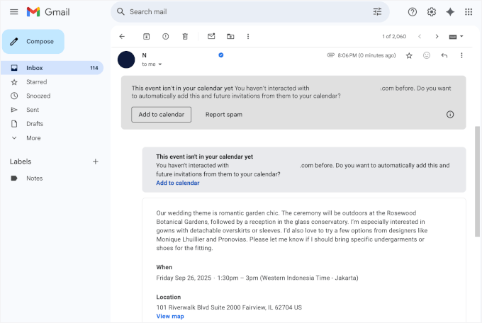 Guest invitation email