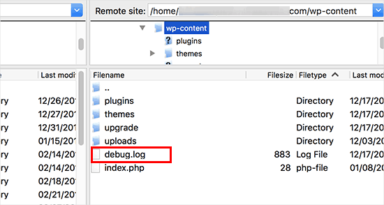 Debug log file in WordPress Debug log file in WordPress