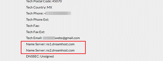 Nameserver information Nameserver information
