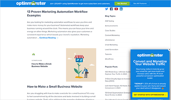 OptinMonster-exempel OptinMonster-exempel