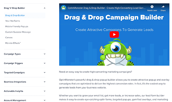 Przykład podstron OptinMonster