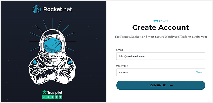 Rocket.net account setup