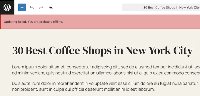 Updating Failed error in WordPress