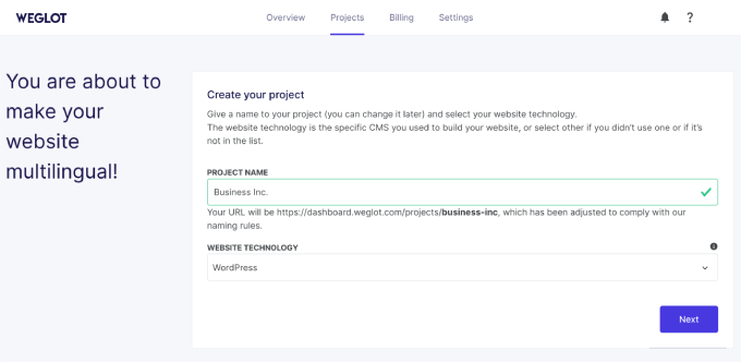 weglot-create-a-new-project Weglot create a new project