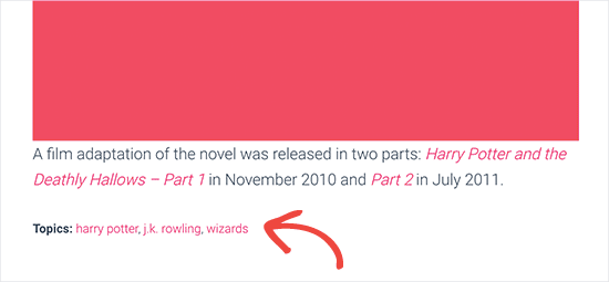 Taxonomía personalizada mostrada