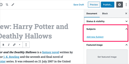 Uso de taxonomía en el editor de publicaciones
