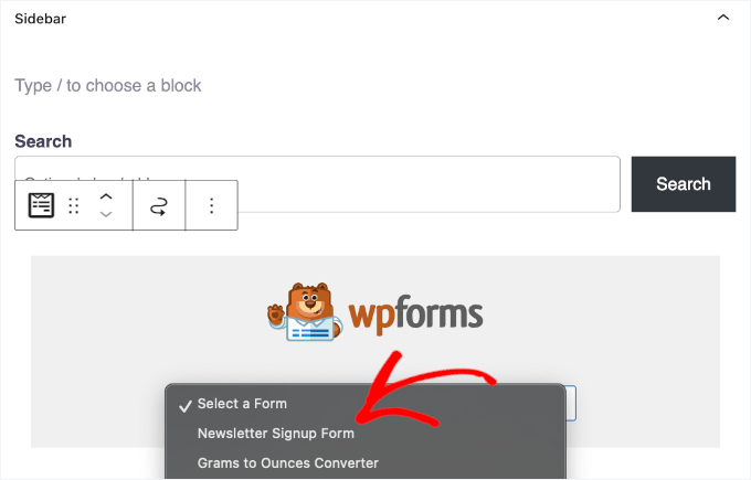 Choose your form from the dropdown menu Choose your form from the dropdown menu