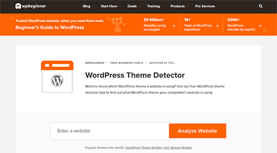 WPBeginner theme detector WPBeginner theme detector