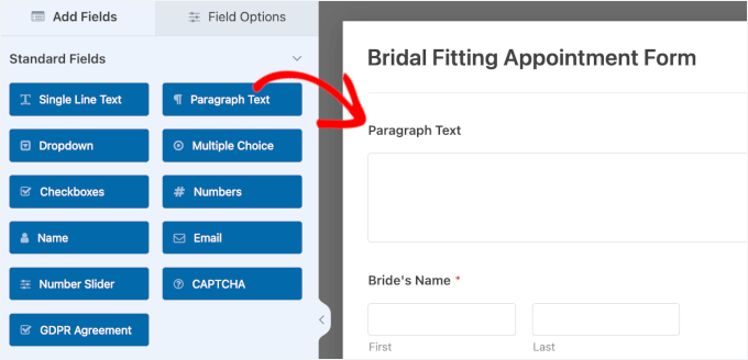 Adding a new field in WPForms' drag and drop editor