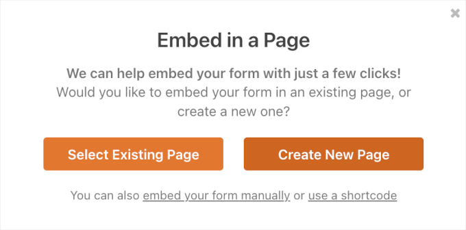 Create a new page option