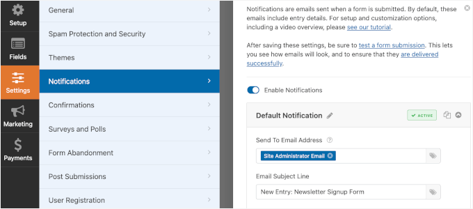 Newsletter signup form's notification Newsletter signup form's notification