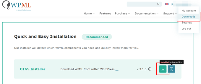 Downloading the OTGS Installer plugin for WPML Downloading the OTGS Installer plugin for WPML