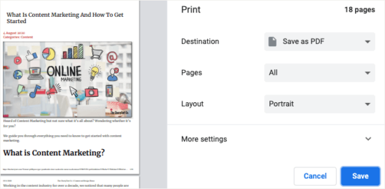 Print my blog Save PDF