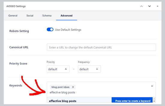 Ajout de méta-mots-clés pour votre article ou page avec All in One SEO Ajout de méta-mots-clés pour votre article ou page avec All in One SEO
