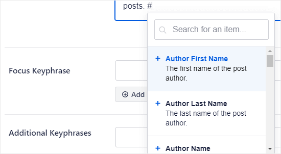 Ajout de balises à votre meta description dans All in One SEO Ajout de balises à votre meta description dans All in One SEO