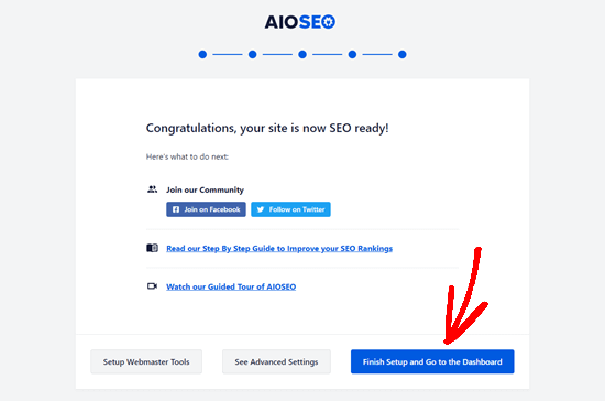 Cliquez sur le bouton Terminer la configuration pour accéder à votre tableau de bord Cliquez sur le bouton Terminer la configuration pour accéder à votre tableau de bord