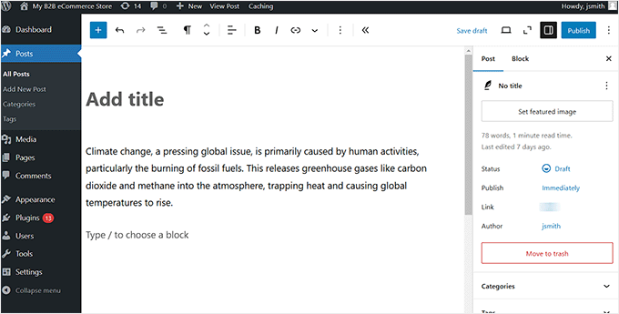Block editor preview with admin dashboard Block editor preview with admin dashboard