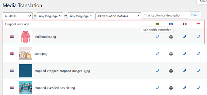 Haz clic en el ícono del lápiz para traducir medios Haz clic en el ícono del lápiz para traducir medios