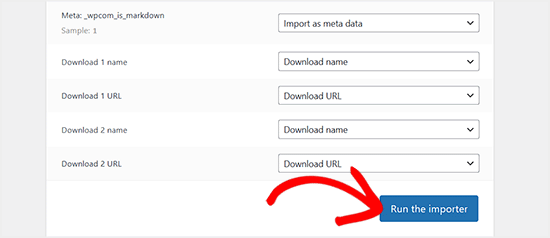 Klicka på knappen Run the Importer i WooCommerce