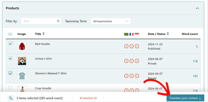 Haz clic en el botón Traducir tu contenido Haz clic en el botón Traducir tu contenido