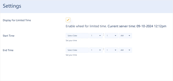 Activați roata pentru o perioadă limitată
