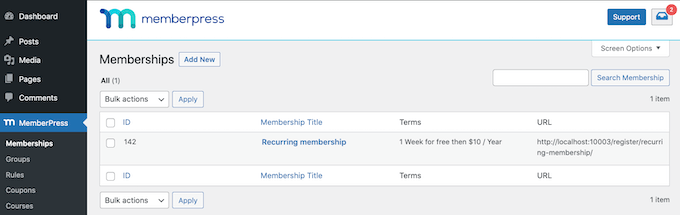 A recurring payment created using MemberPress A recurring payment created using MemberPress