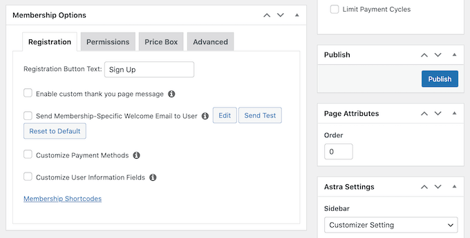 The MemberPress membership options The MemberPress membership options