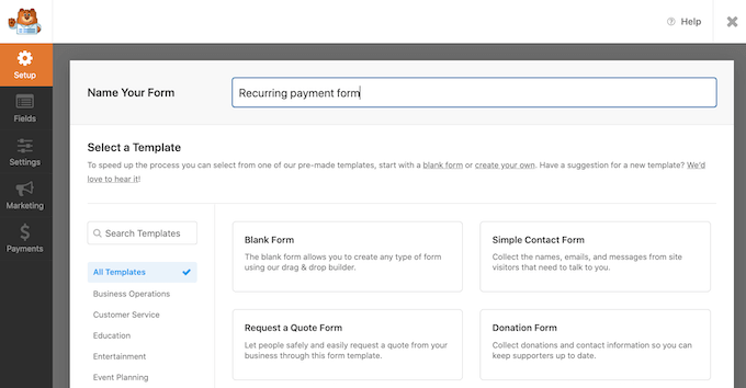 Creating a recurring payment form Creating a recurring payment form