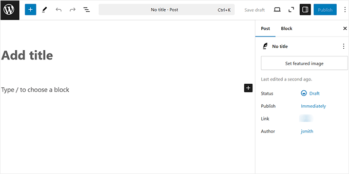 Preview of block editor with removed panels Preview of block editor with removed panels