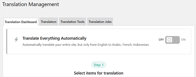 Interruptor para traducción automática Interruptor para traducción automática