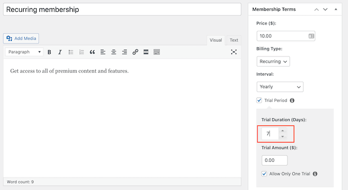 Adding a trial duration to your recurring payment Adding a trial duration to your recurring payment
