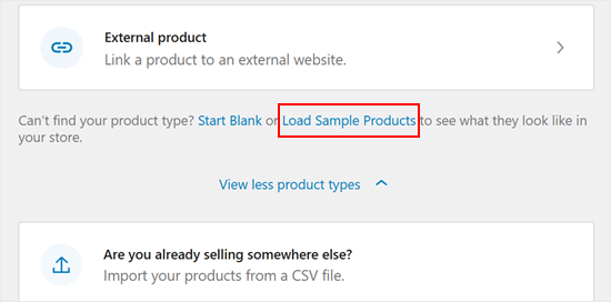 Loading sample products in WooCommerce Loading sample products in WooCommerce