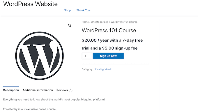 A recurring payment subscription created using WooCommerce A recurring payment subscription created using WooCommerce
