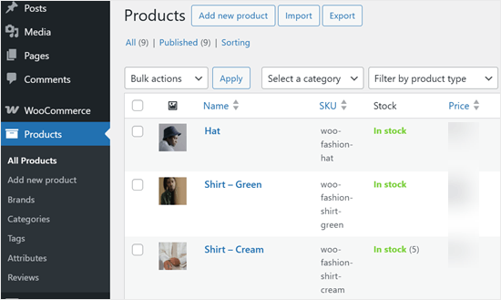 Viewing sample products in WooCommerce Viewing sample products in WooCommerce