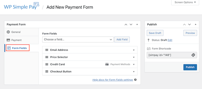 The WP Simple Pay form builder The WP Simple Pay form builder
