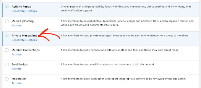 Activating the Private Messaging component on your community website Activating the Private Messaging component on your community website