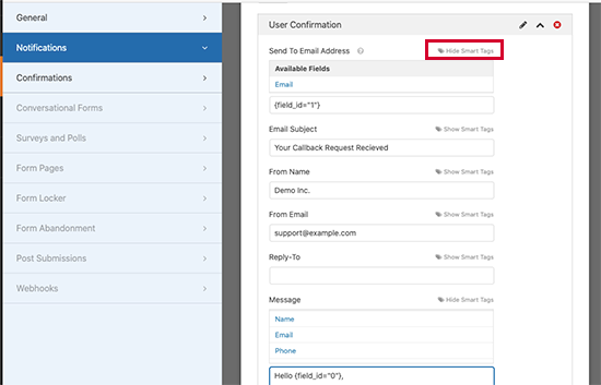 Using smart tags to create custom notifications Using smart tags to create custom notifications