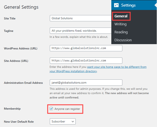 Enabling public registration for your website Enabling public registration for your website