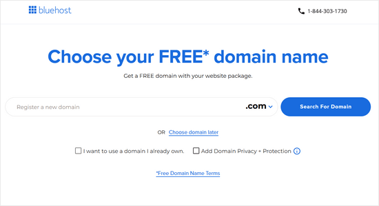 Create a domain name for your website