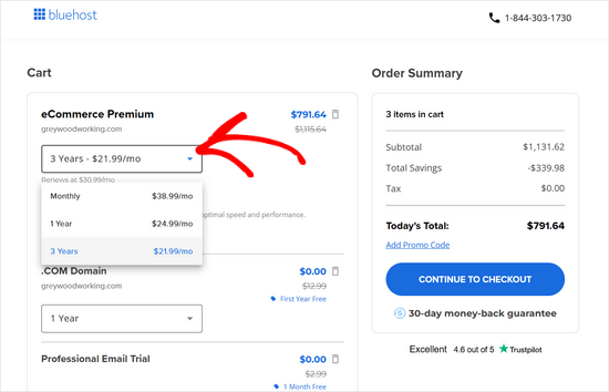 The 3-year package gives you the best hosting deal