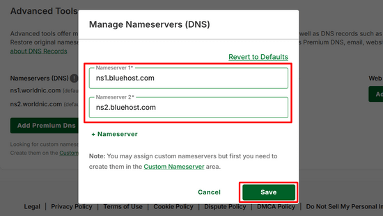 Updating the nameservers for your site using Network Solutions