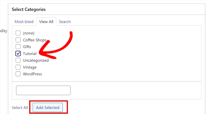 Choose categories for restriction Choose categories for restriction