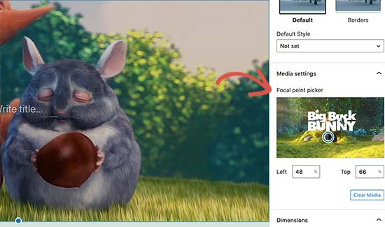 Bloque de portada con controles de selección de punto focal de video Bloque de portada con controles de selección de punto focal de video