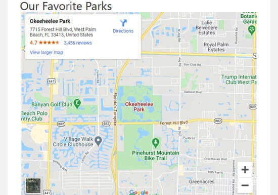 An embedded Google Map, on a WordPress website An embedded Google Map, on a WordPress website