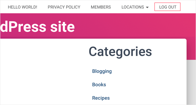 Abmelde-Link im Navigationsmenü